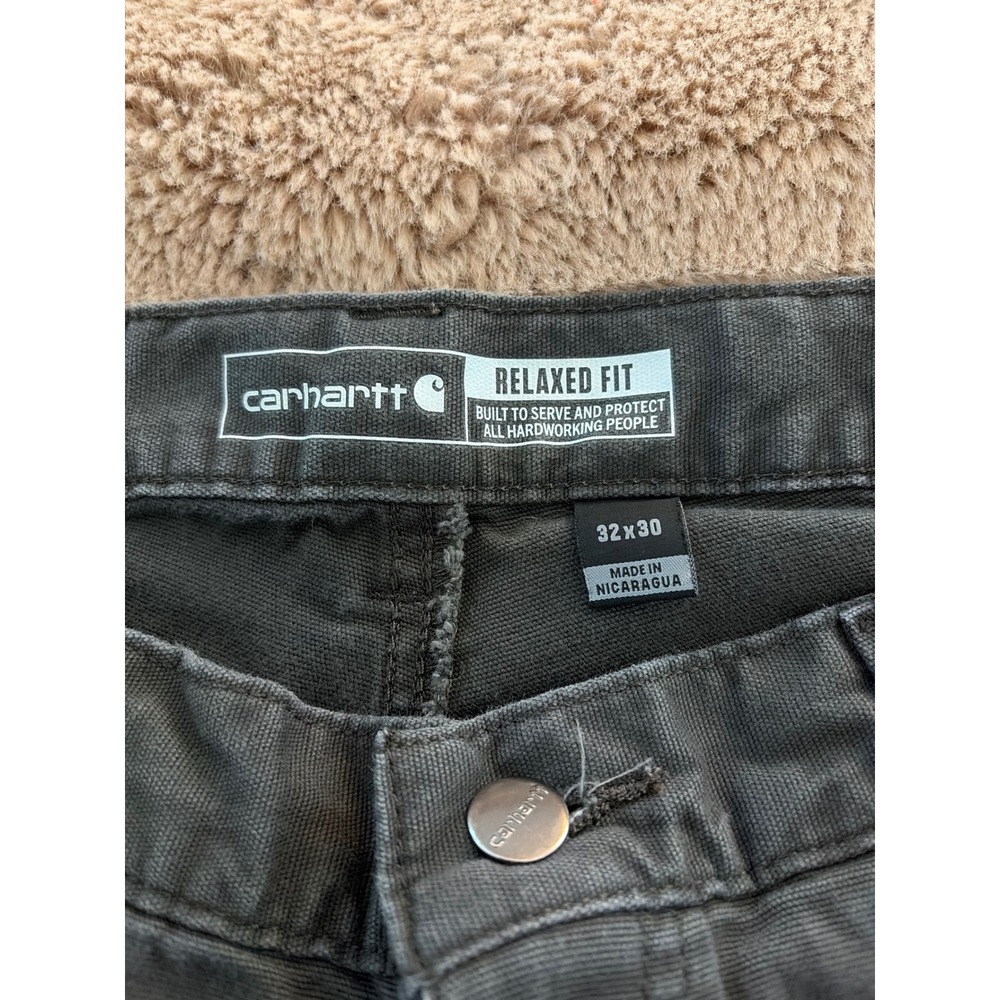 Carhartt Relaxed Fit Work Pants Mens 32x30 Dark Gray Charcoal Canvas Utility - Picture 7 of 8